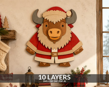 Christmas Santa Bison layered SVG