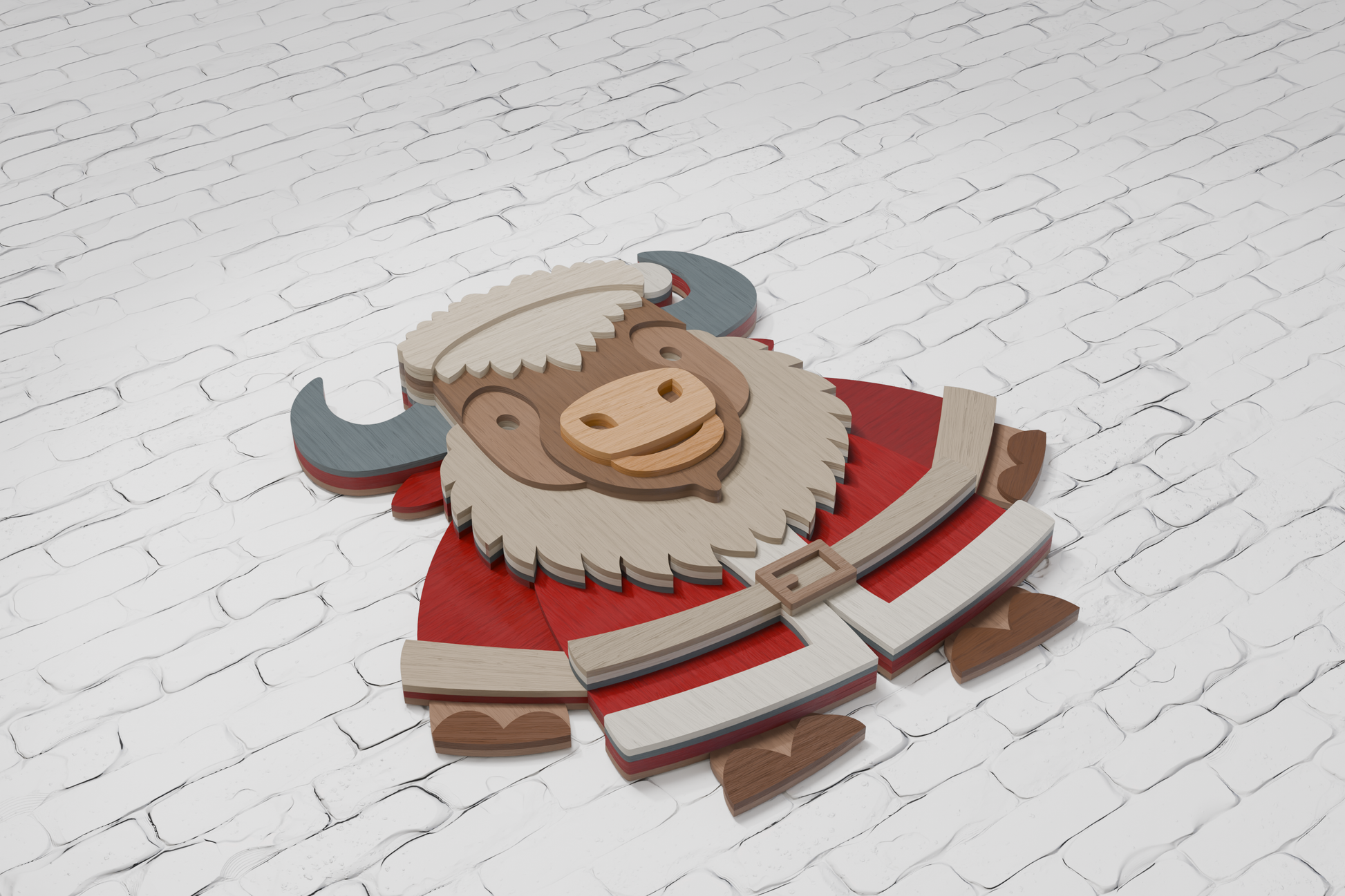 Christmas Santa Bison shadow box SVG