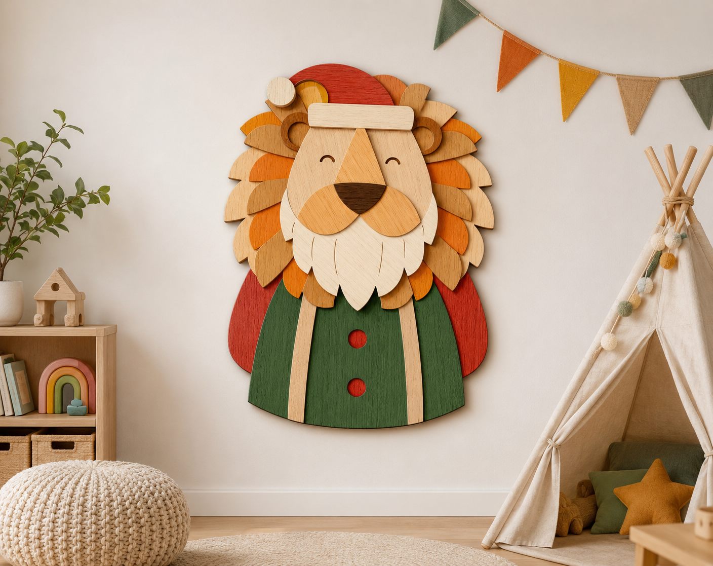 Christmas Santa Lion laser cut file