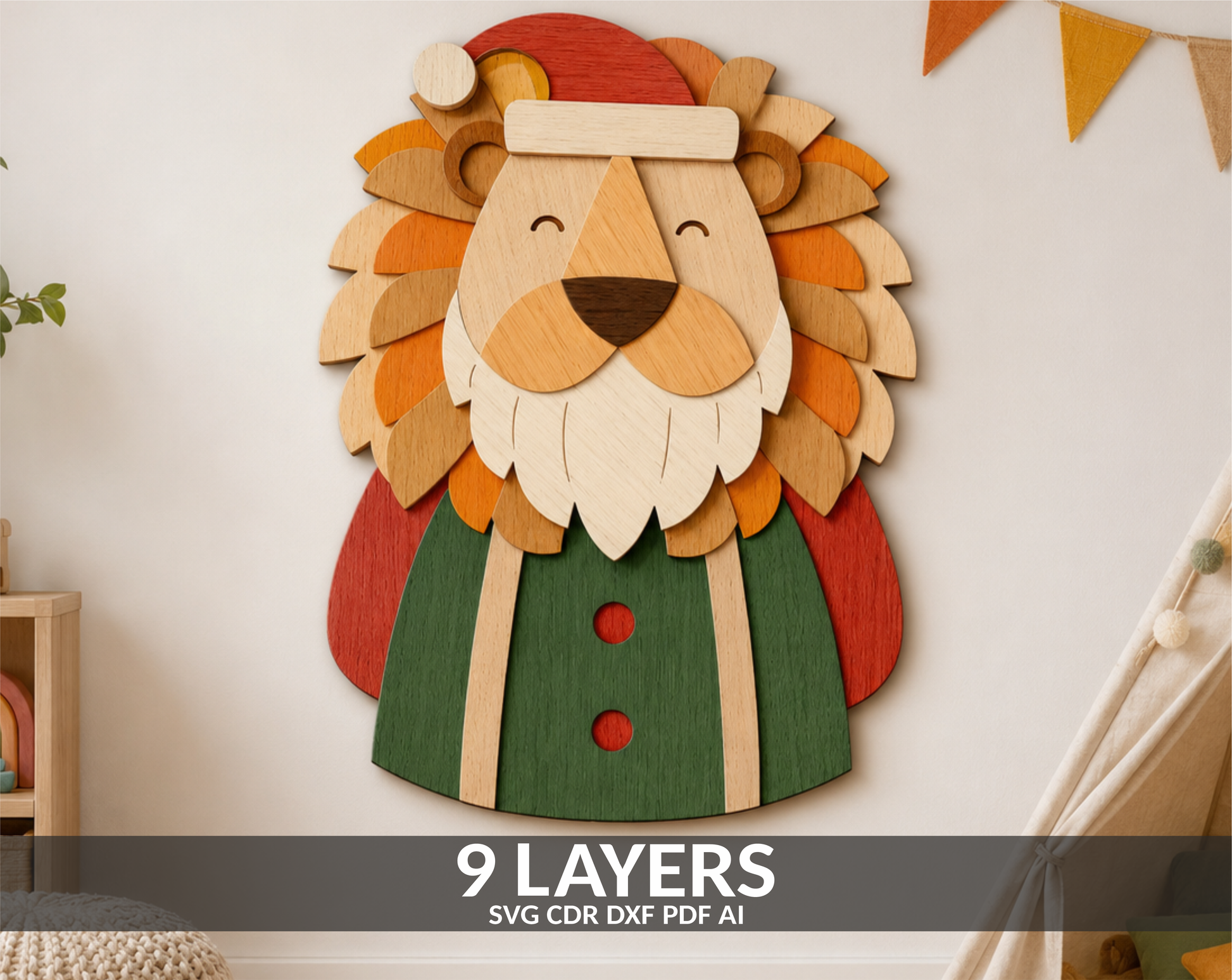 Christmas Santa Lion layered SVG