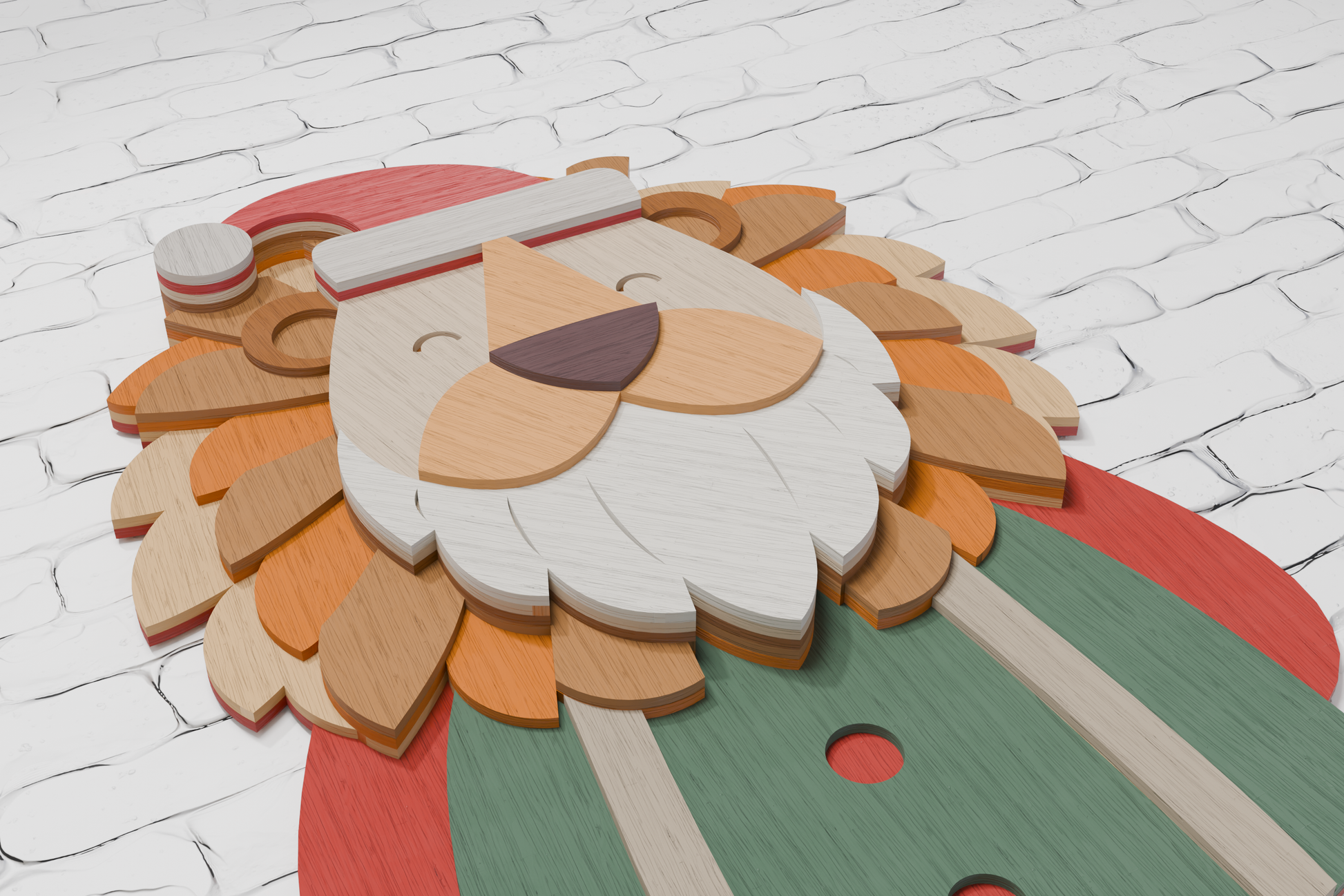 Christmas Santa Lion plywood laser cut
