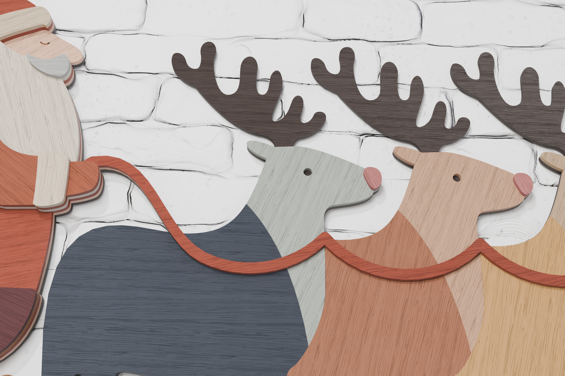 Christmas Santa Reindeer layered design