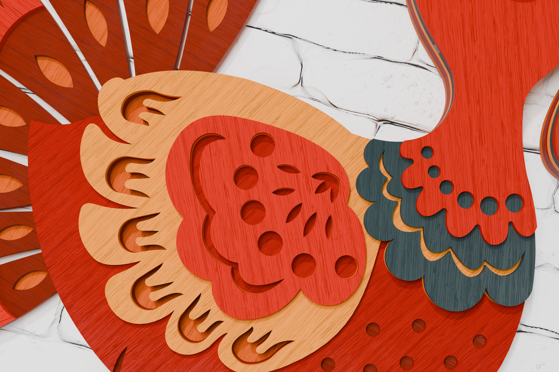 Christmas Santa Turkey 3D layered paper wood SVG design