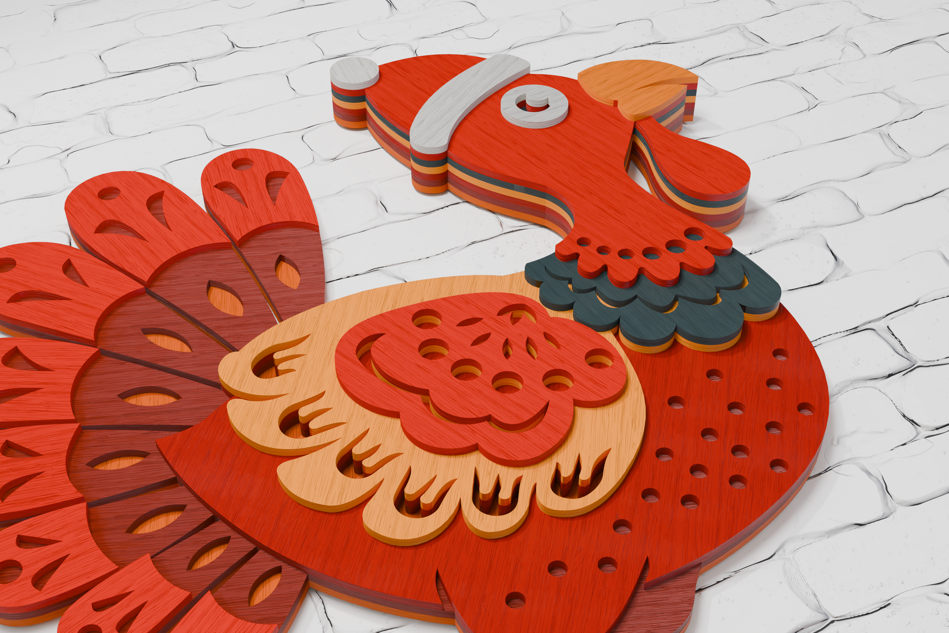 Christmas Santa Turkey layered shadow box SVG DXF AI