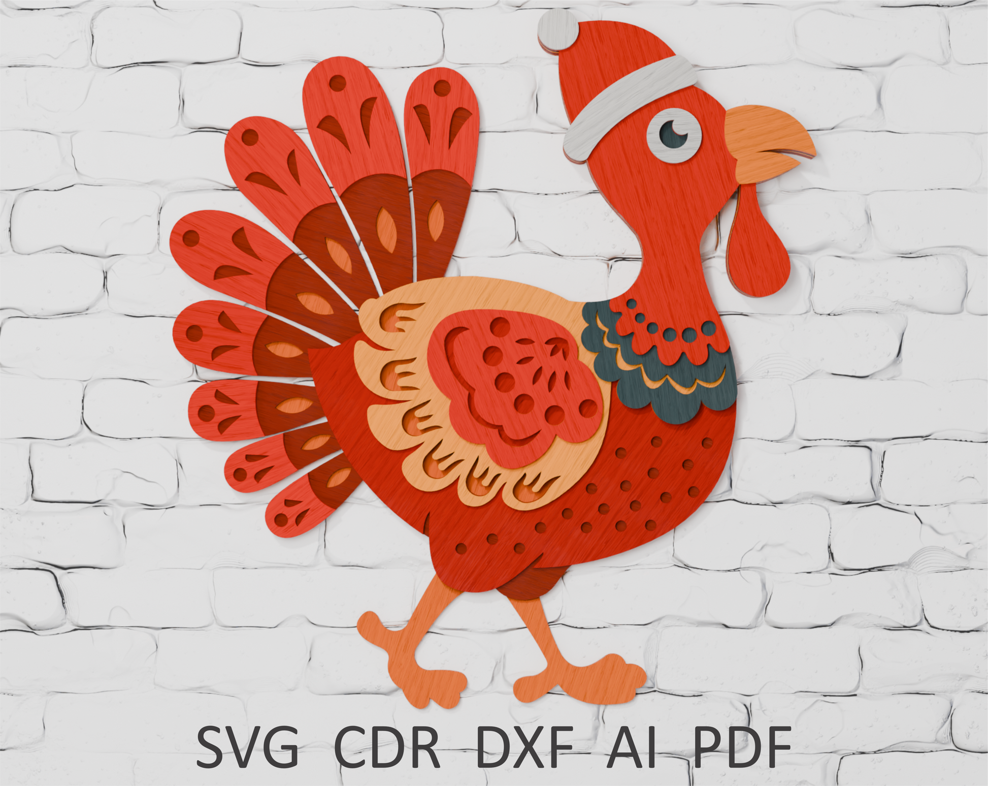 Christmas Santa Turkey multilayer SVG digital download