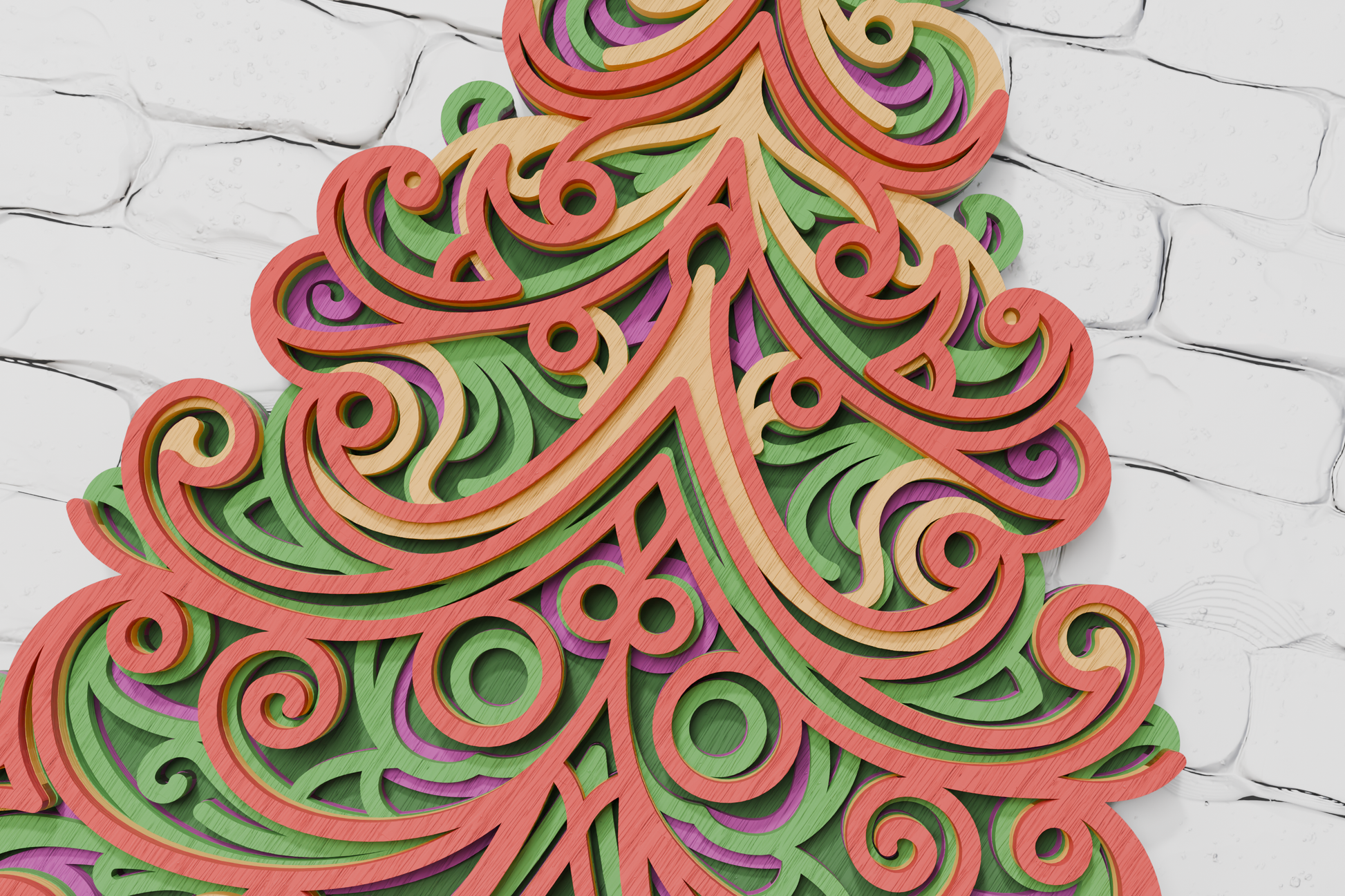 Christmas Tree 3D layered paper wood SVG design