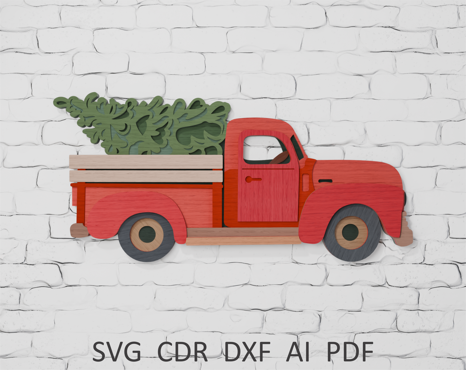 Christmas Tree Truck Cricut SVG DXF PDF CDR AI

