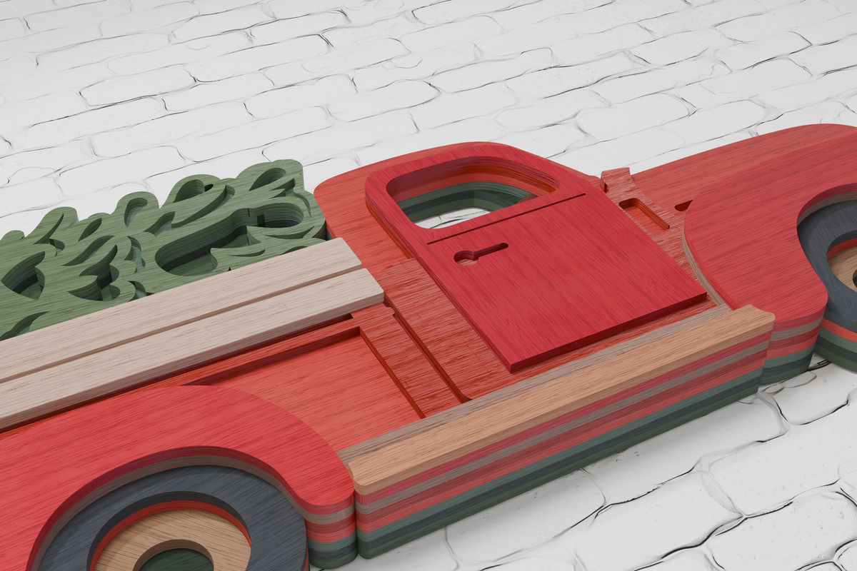 Christmas Tree Truck Layered Paper Craft Template

