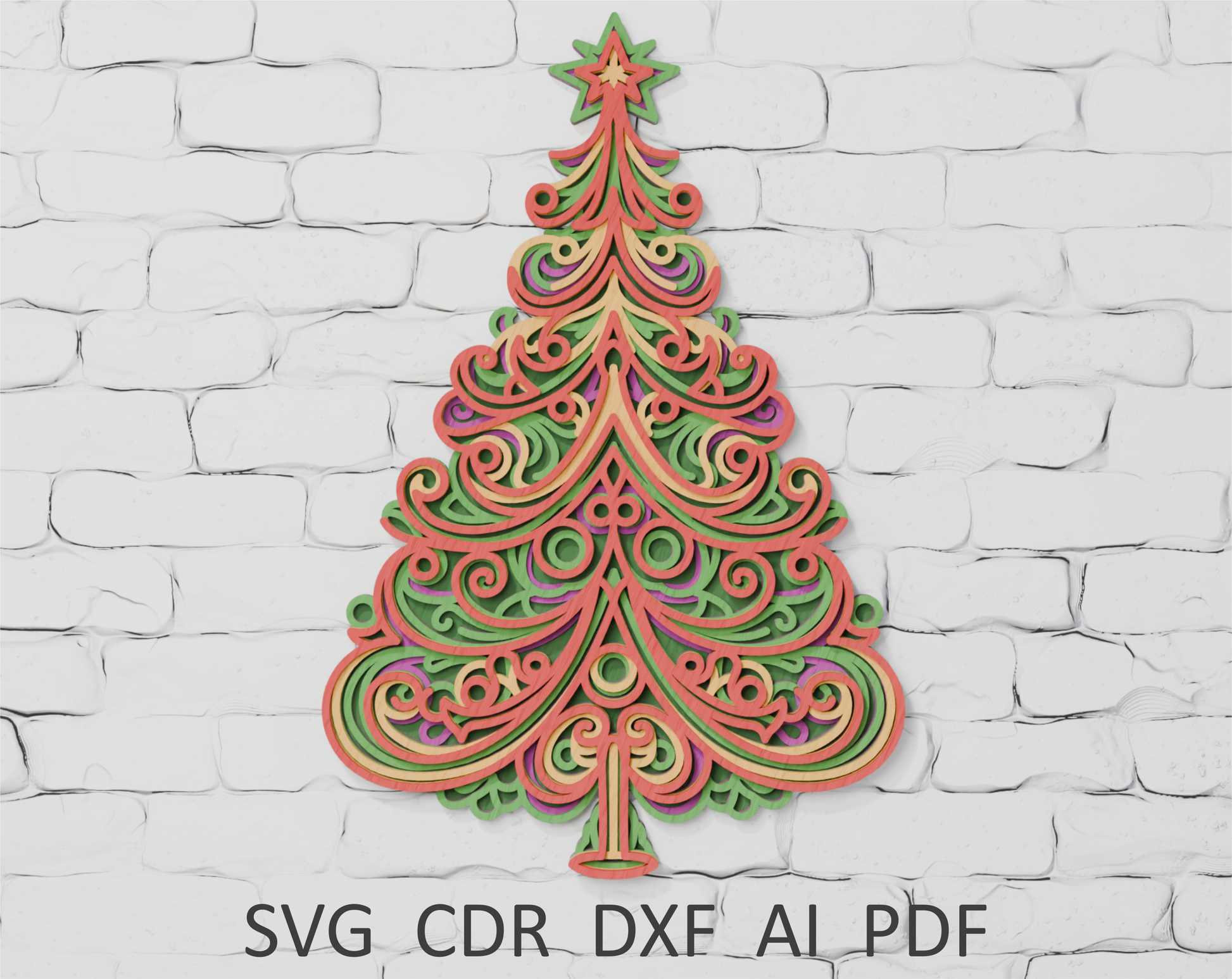 Christmas Tree multilayer SVG digital download