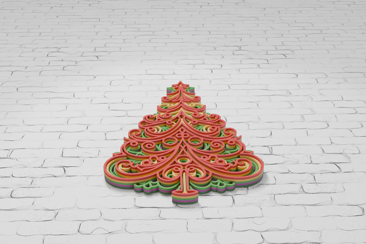 Christmas Tree shadow box multilayer design SVG