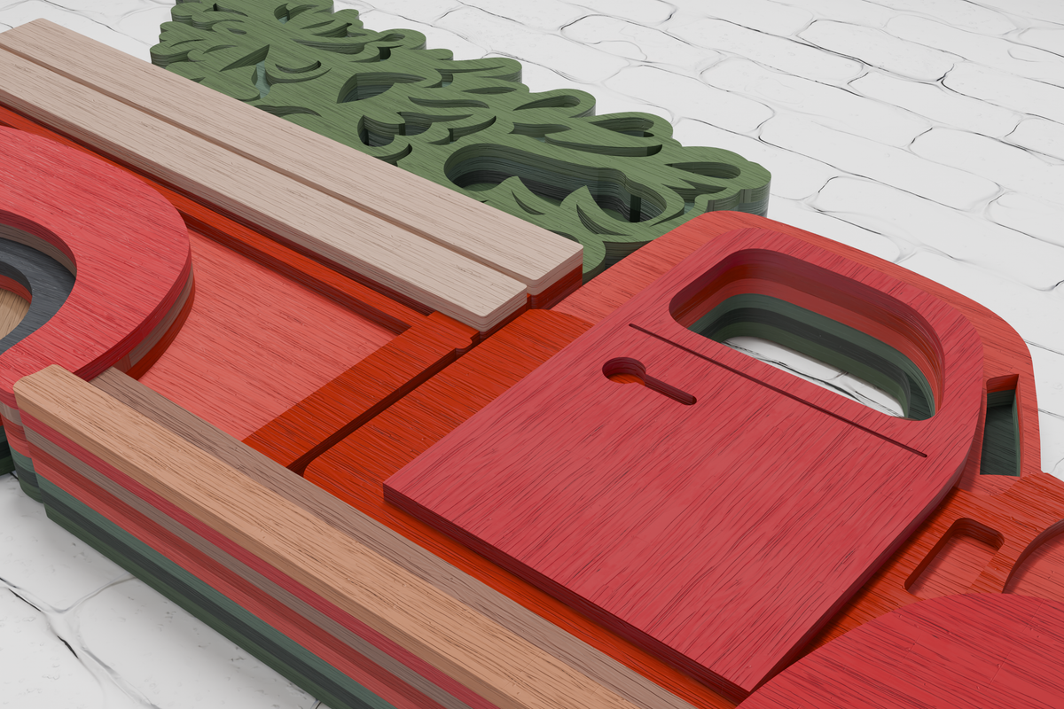 Christmas Truck Shadow Box DIY Template

