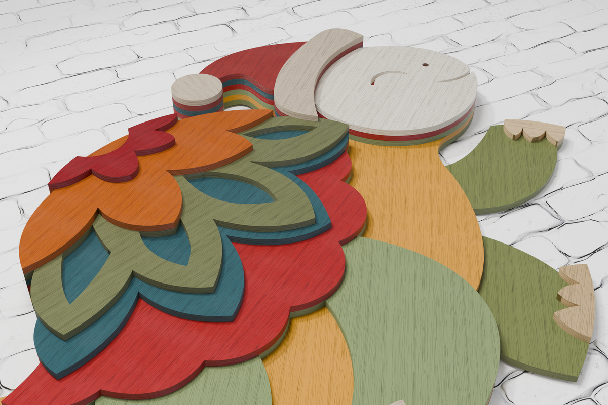Christmas Turtle Layered Paper Craft Template


