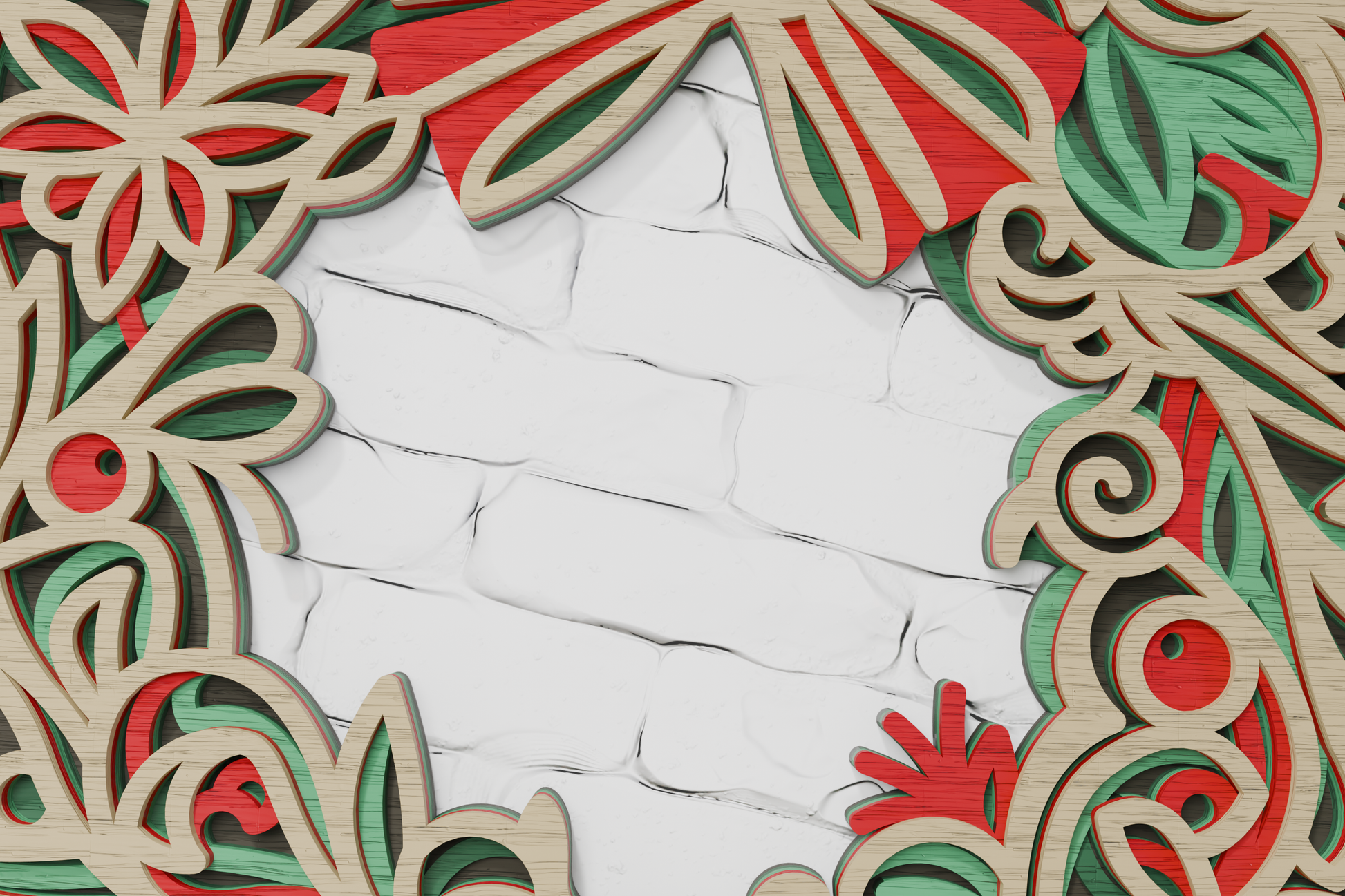 Christmas Wreath 3D layered paper wood SVG design