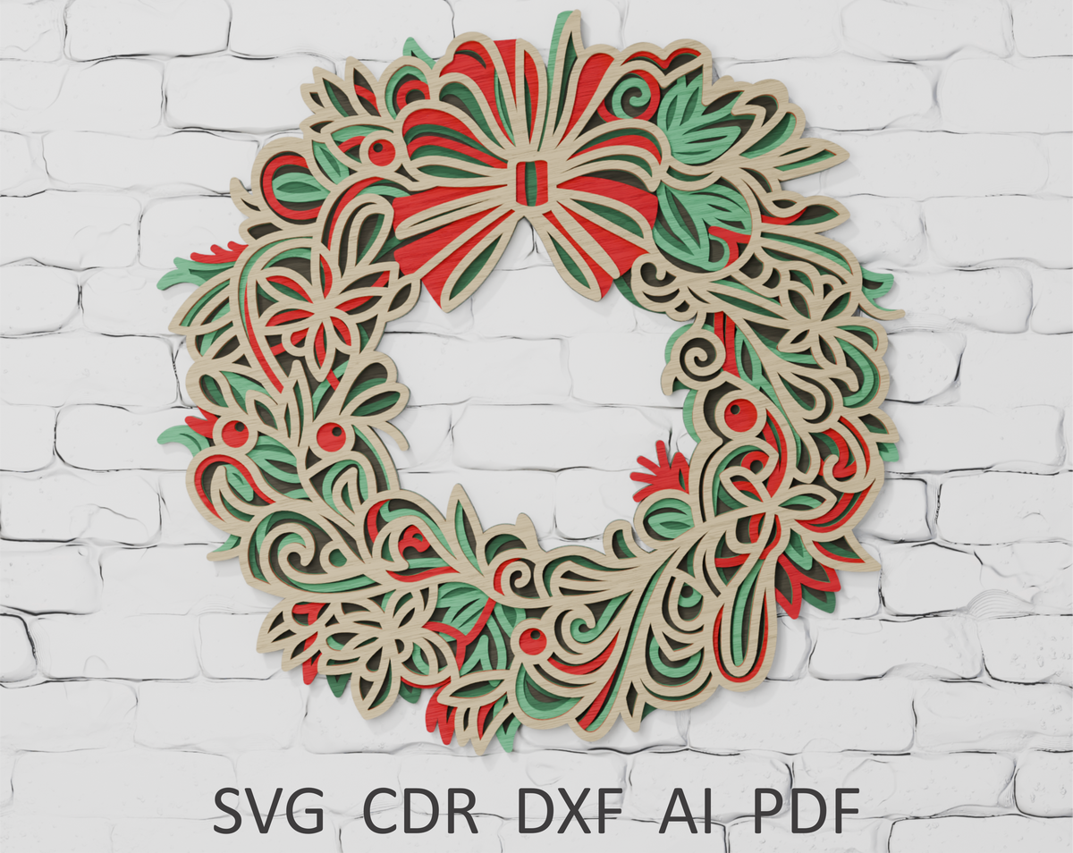 Christmas Wreath multilayer SVG digital download