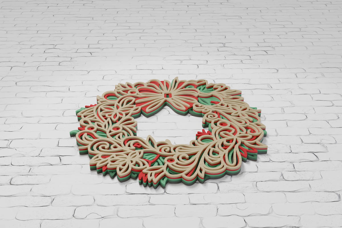 Christmas Wreath shadow box multilayer design SVG