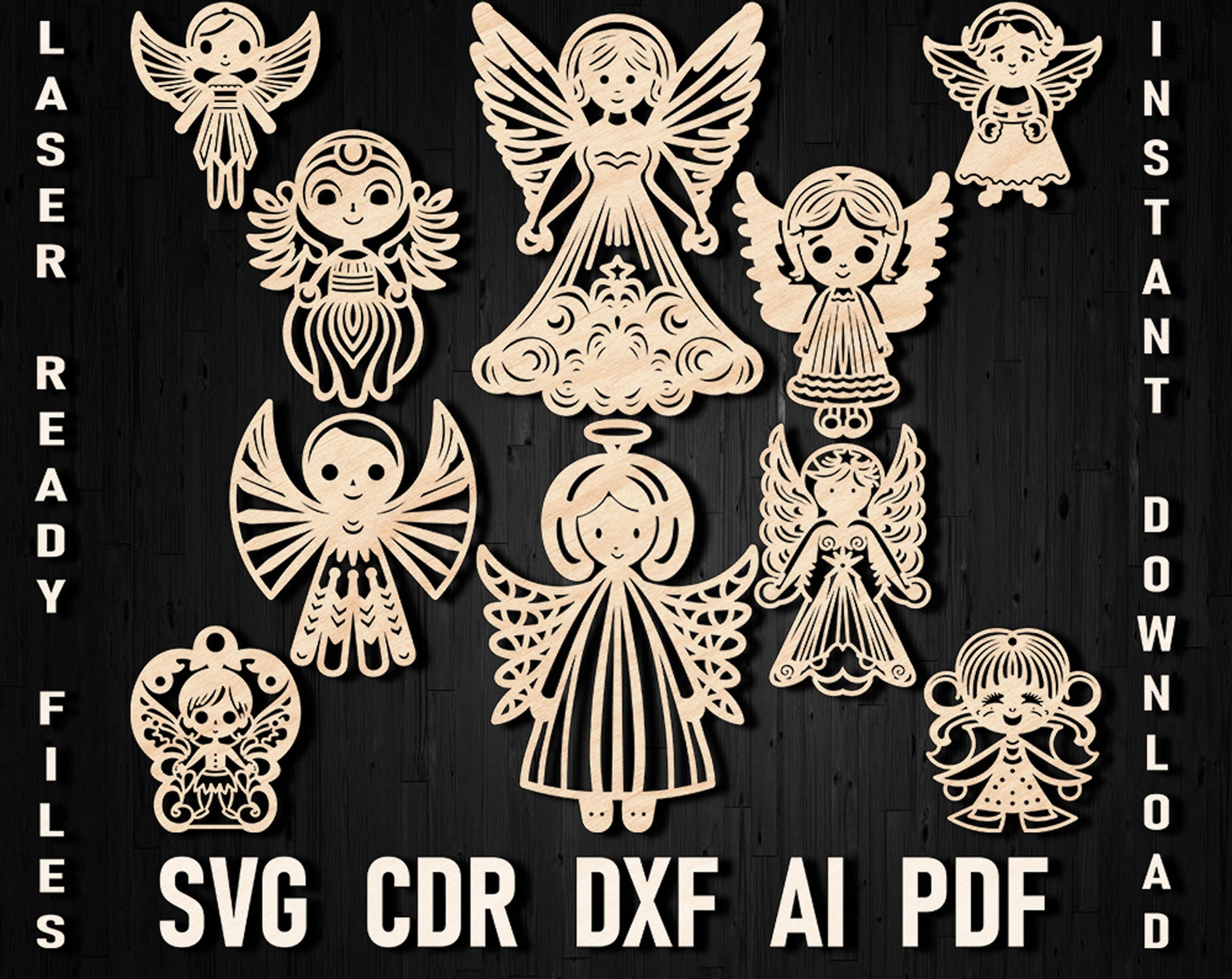 Christmas angel svg ornaments bundle