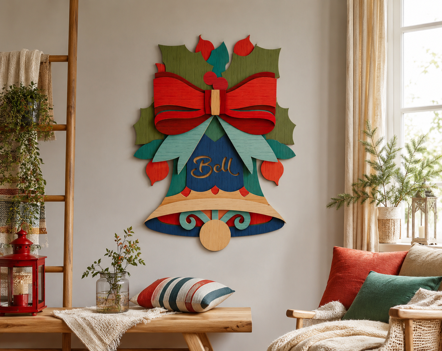 Christmas bell SVG bundle with DXF and CDR formats

