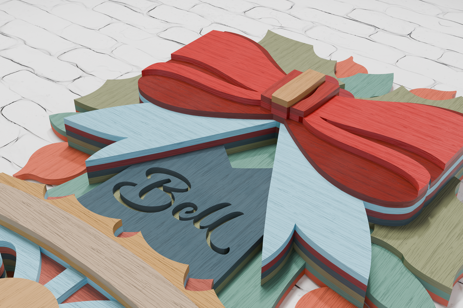 Christmas bell paper craft template SVG AI PDF

