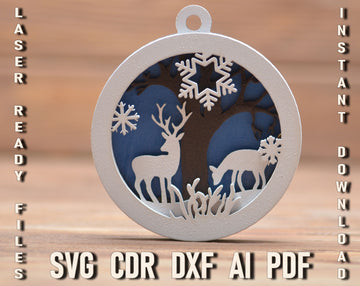 Christmas Deer Multi Layer Svg Laser Cutting Ornament