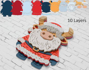 Christmas highland cow shadow box template

