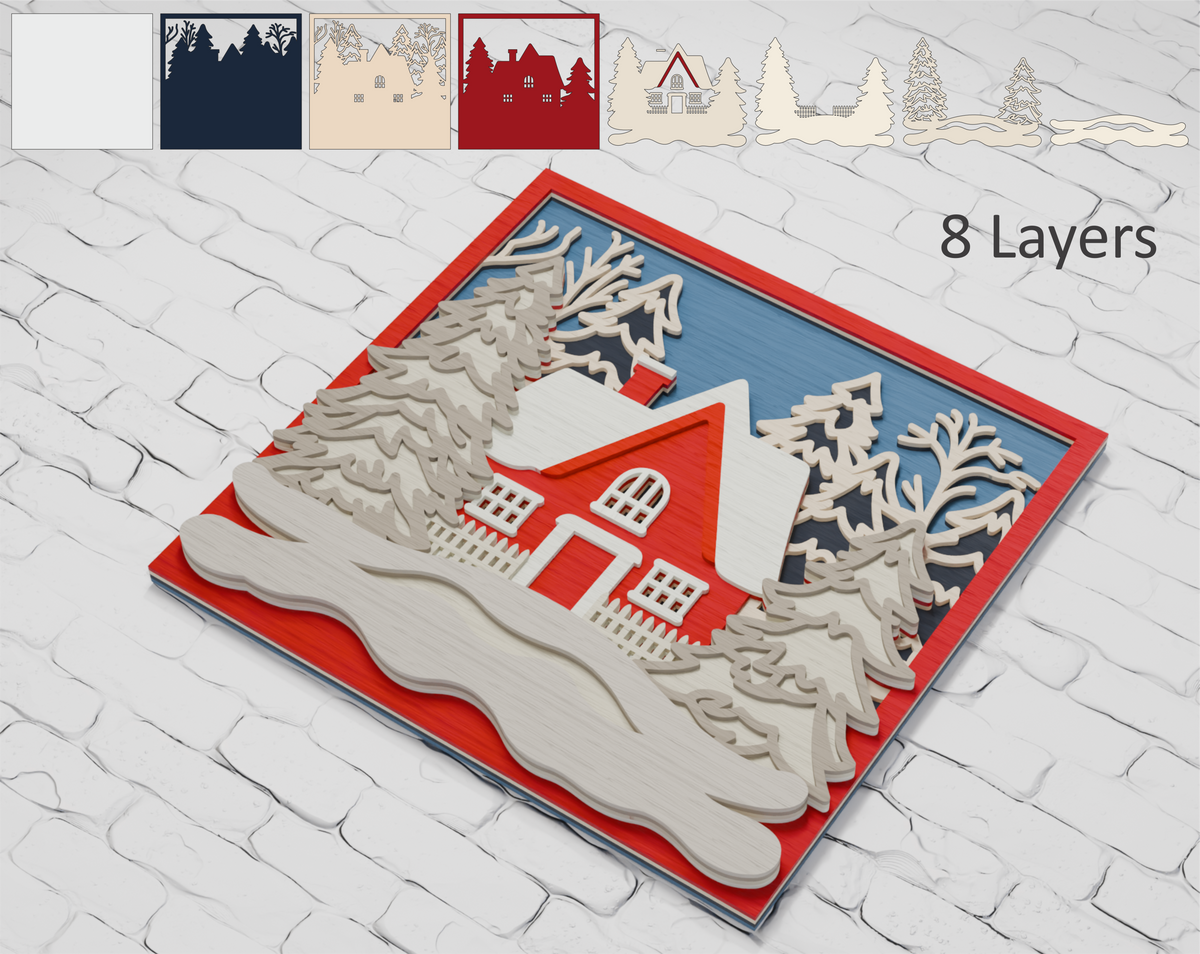 Christmas house SVG bundle with DXF PDF CDR AI formats

