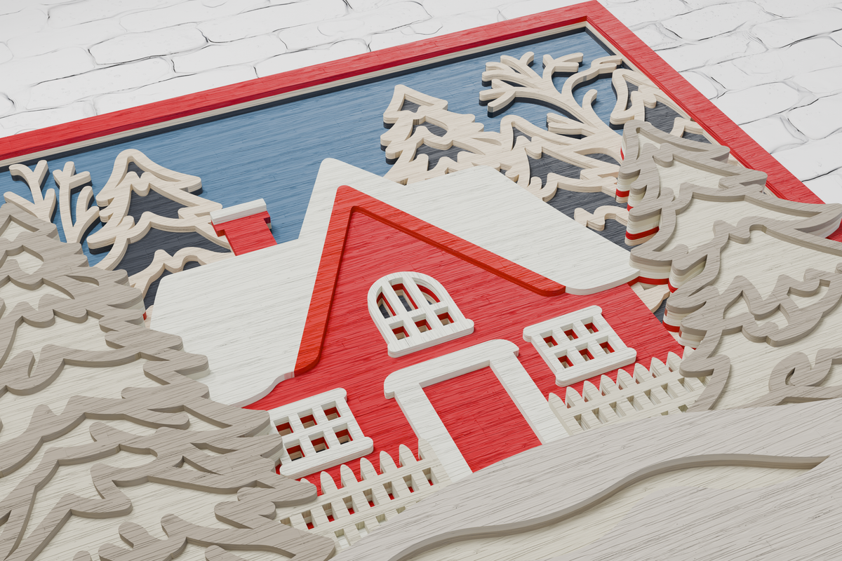 Christmas house SVG for cardboard and wood cutting



