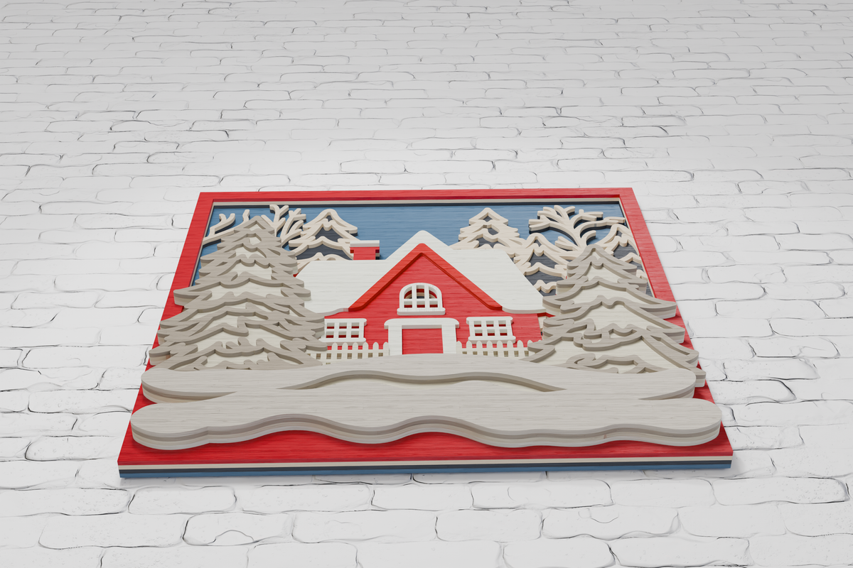 Christmas house paper craft template SVG AI 

