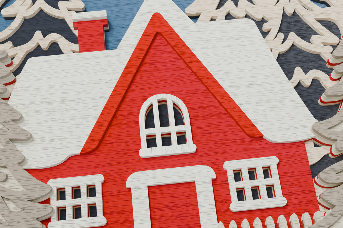 Christmas house shadow box SVG for Silhouette

