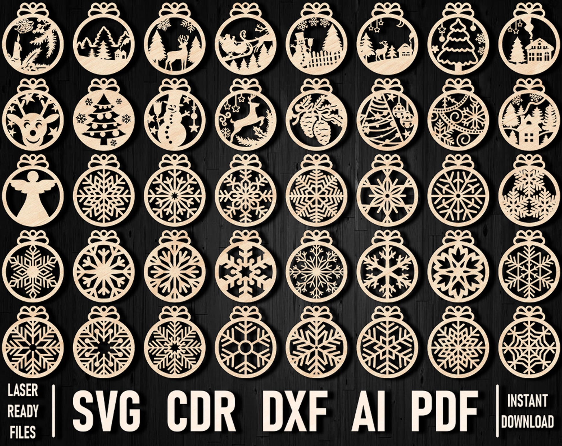 Christmas vector design dxf files