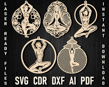 Yoga Christmas Decor SVG/DXF Files - Laser Cut Namaste Templates for Glowforge, Xtool (Digital Vector Art)