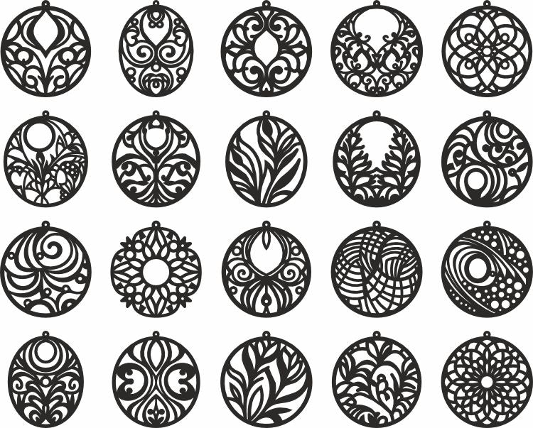 Circle earring vector template dxf bundle