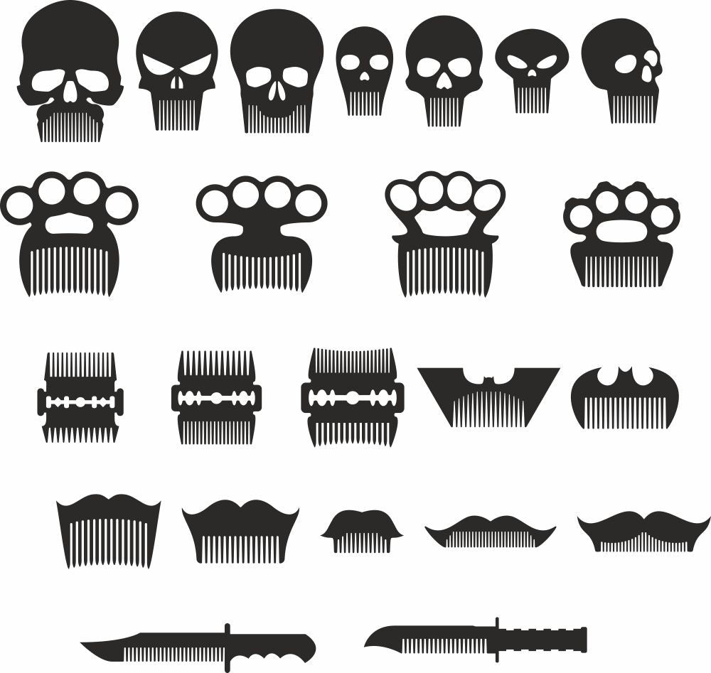 Cool beard comb designs vector bundle