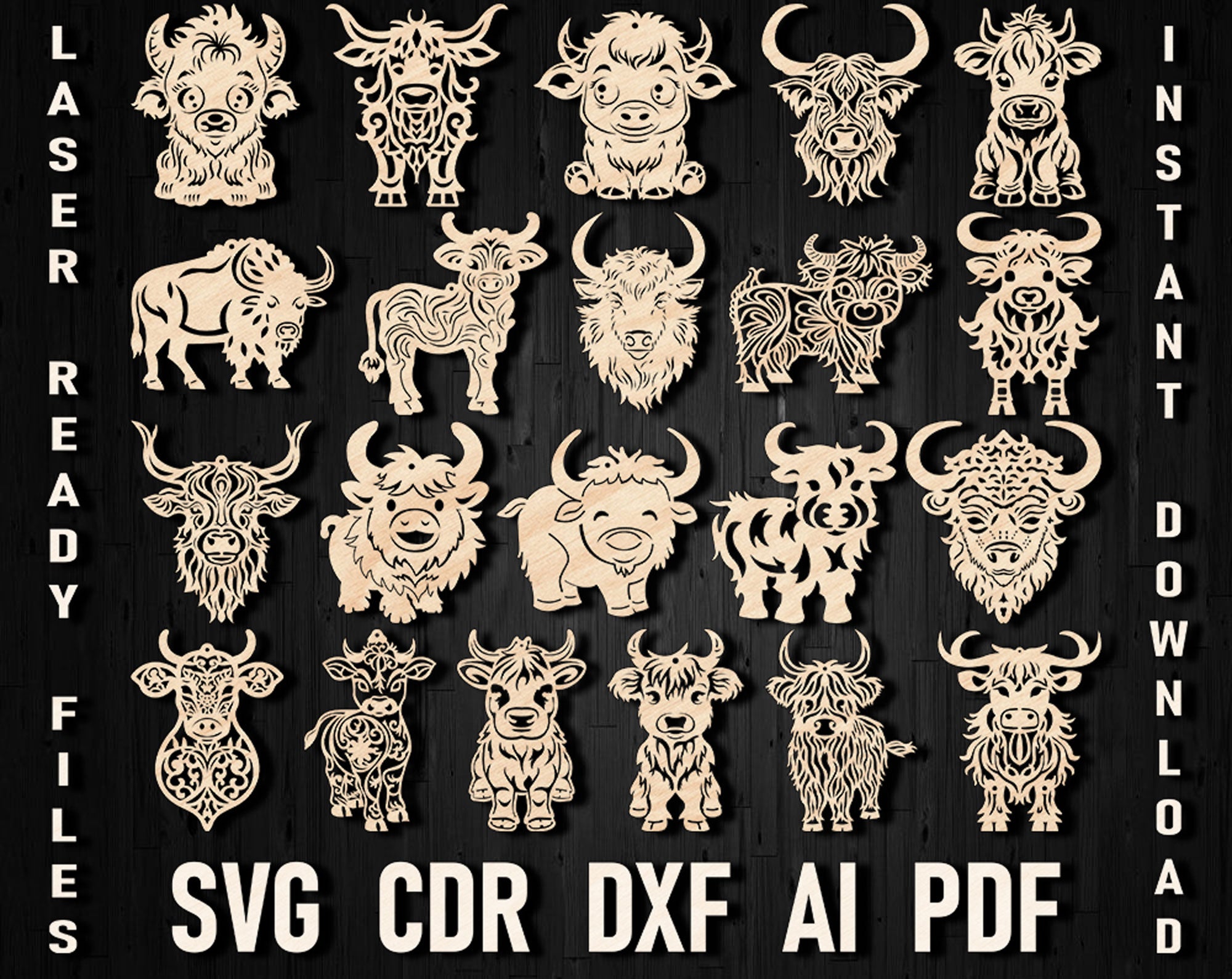 Cow laser cut christmas ornament