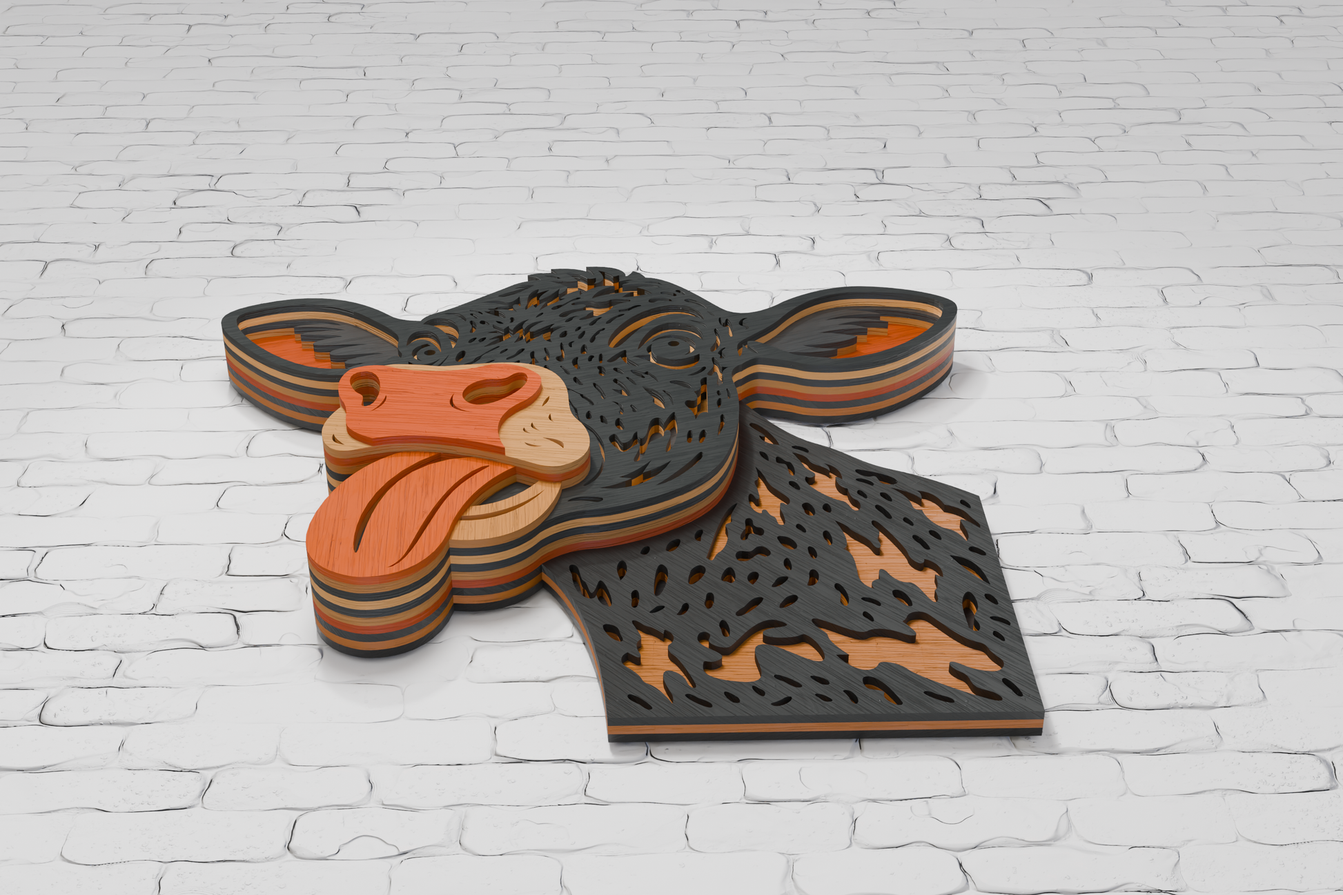 Cow shadow box template DXF for CNC router

