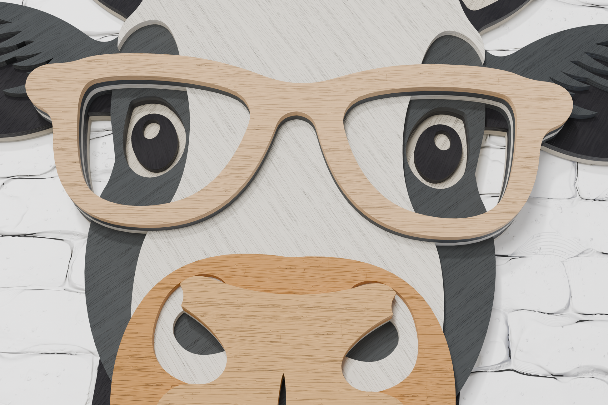 Cow with glasses Glowforge ready vector file

