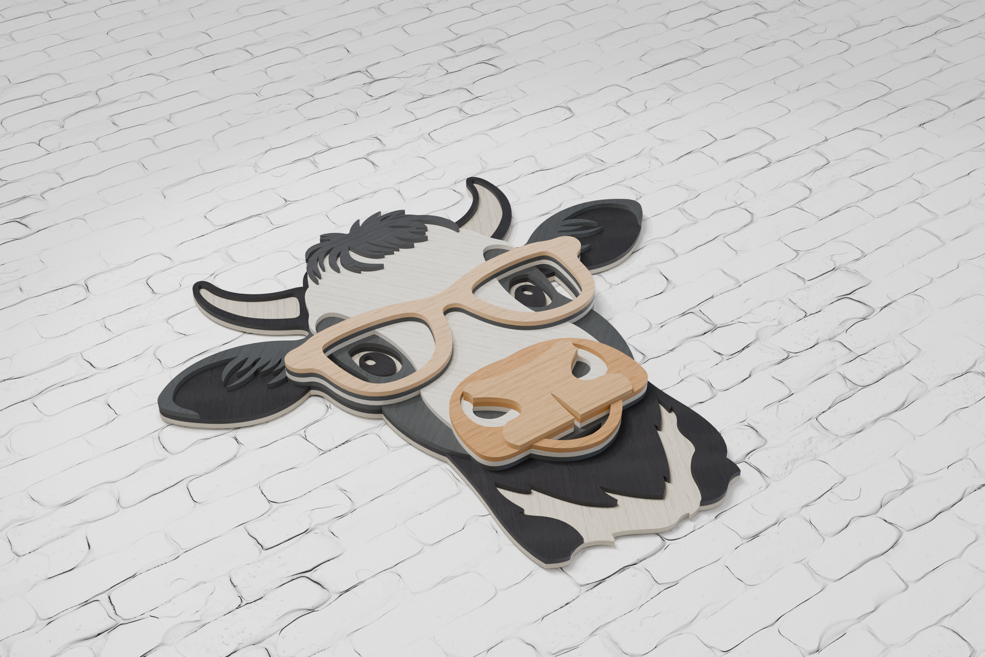 Cow with glasses SVG bundle with DXF and CDR formats


