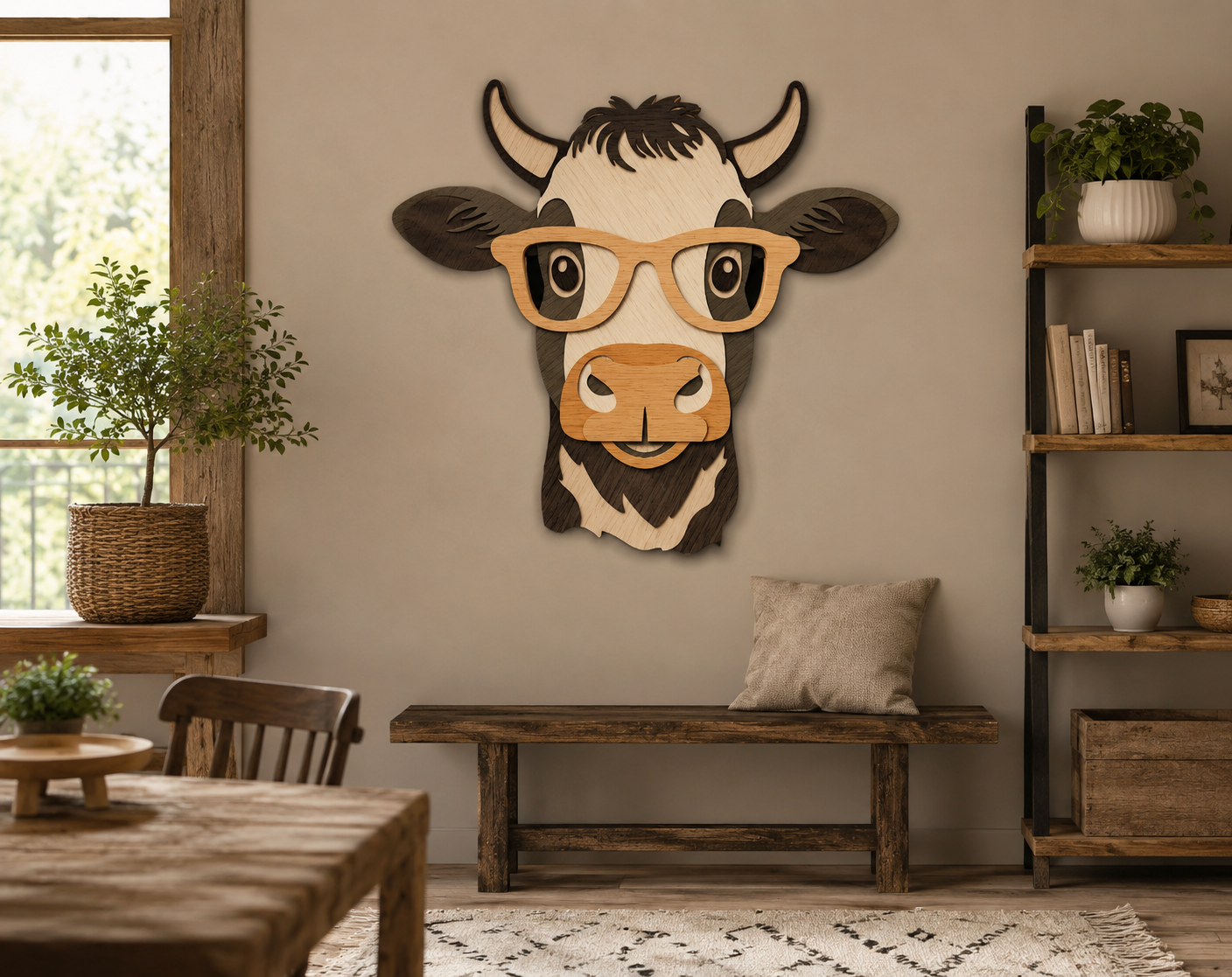 Cow with glasses digital file formats CDR DXF AI


