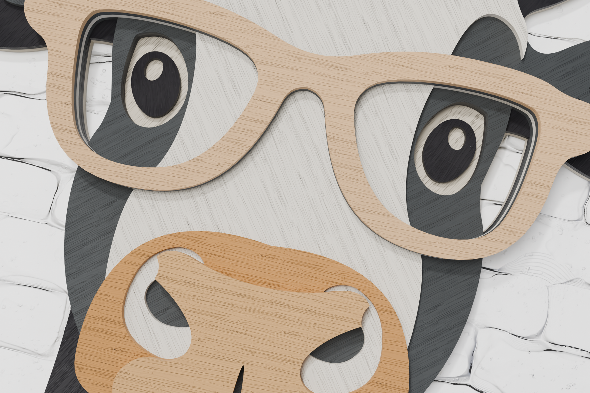 Cow with glasses paper craft template SVG AI PDF

