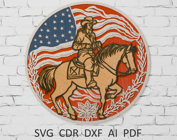 Cowboy-on-horse-3D-multilayer-SVG-file-for-laser-cut