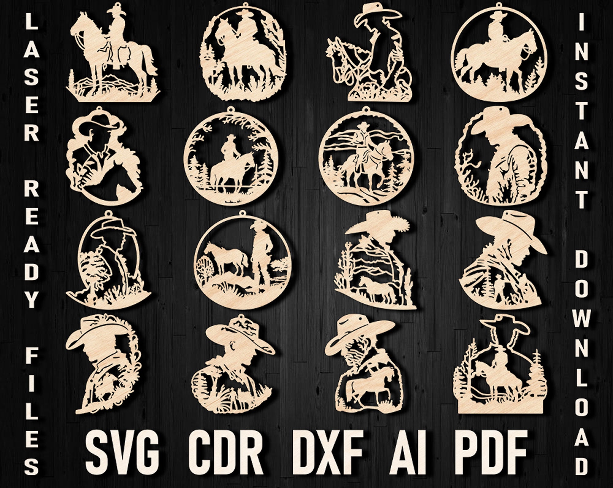 Cowboy christmas laser cut template