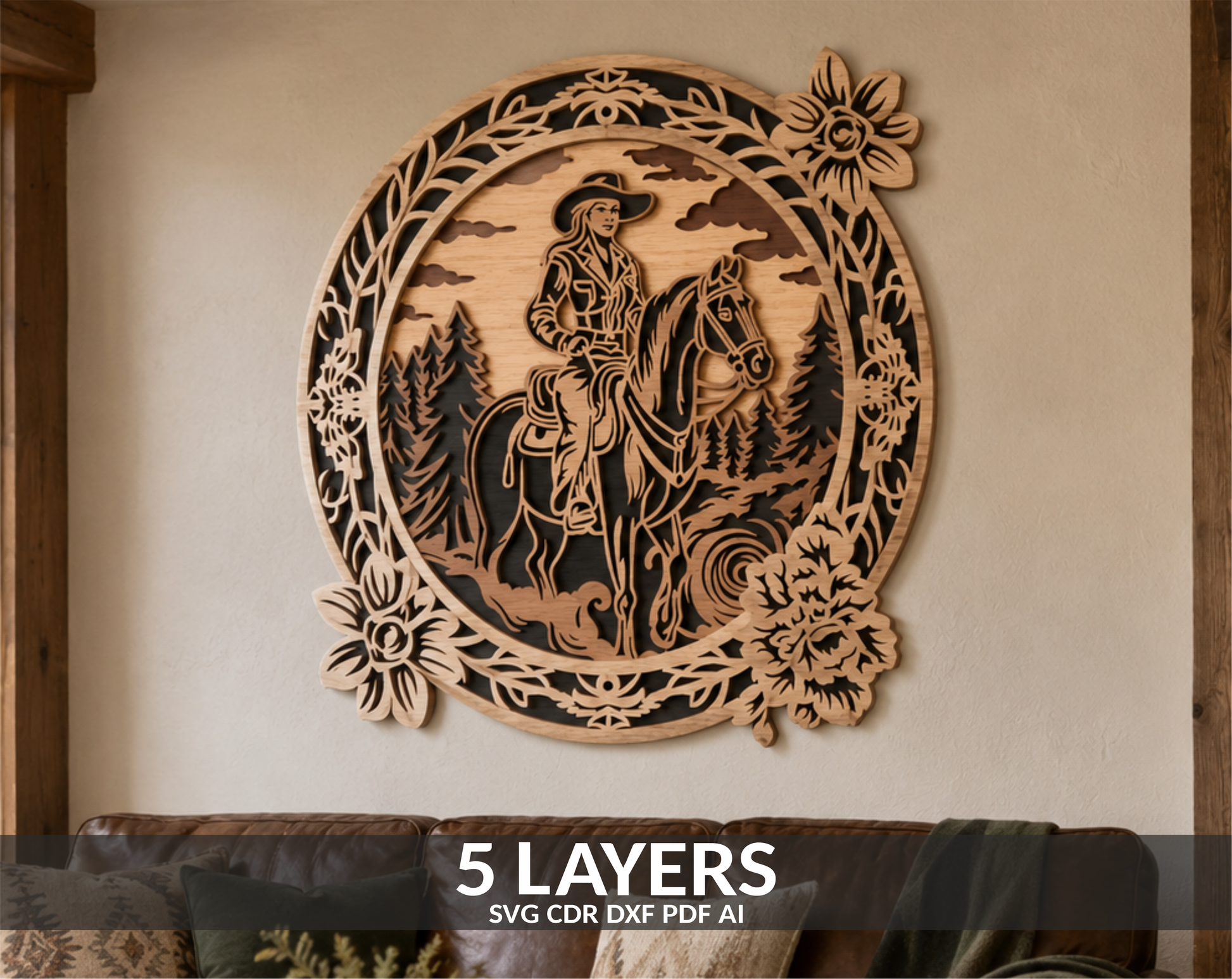 Cowgirl Shadow Box SVG Template
