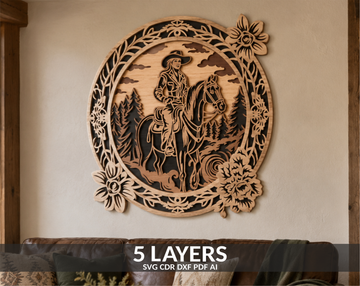 Cowgirl Shadow Box SVG Template
