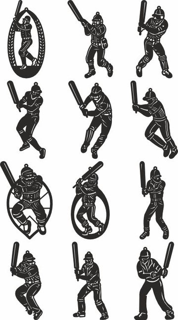 DIY Cricket Christmas Ornaments SVG - Laser Cut Sport Player Templates for Glowforge, Cricut (DXF/PDF Files)