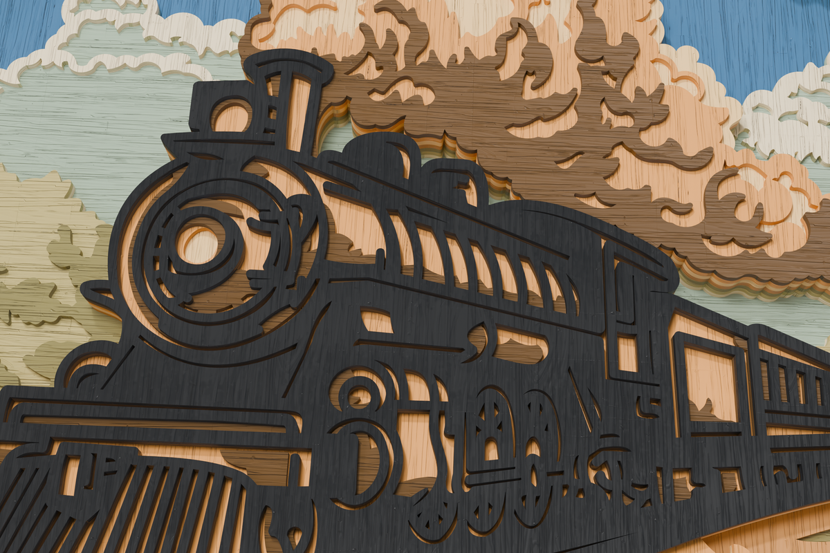 Cricut compatible Multilayer Steam Train SVG file