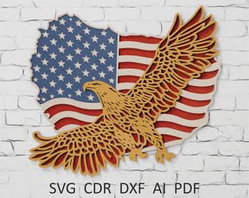Cricut ready multilayer American Eagle flag cut file