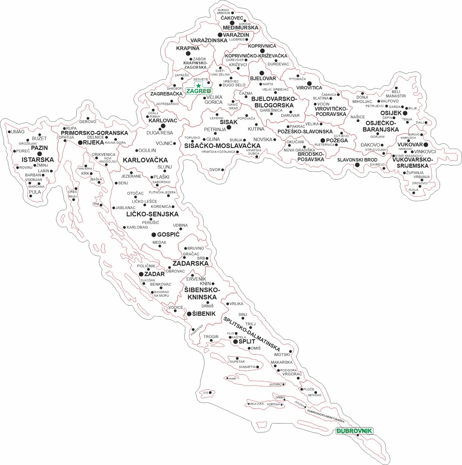 Croatia vector svg map