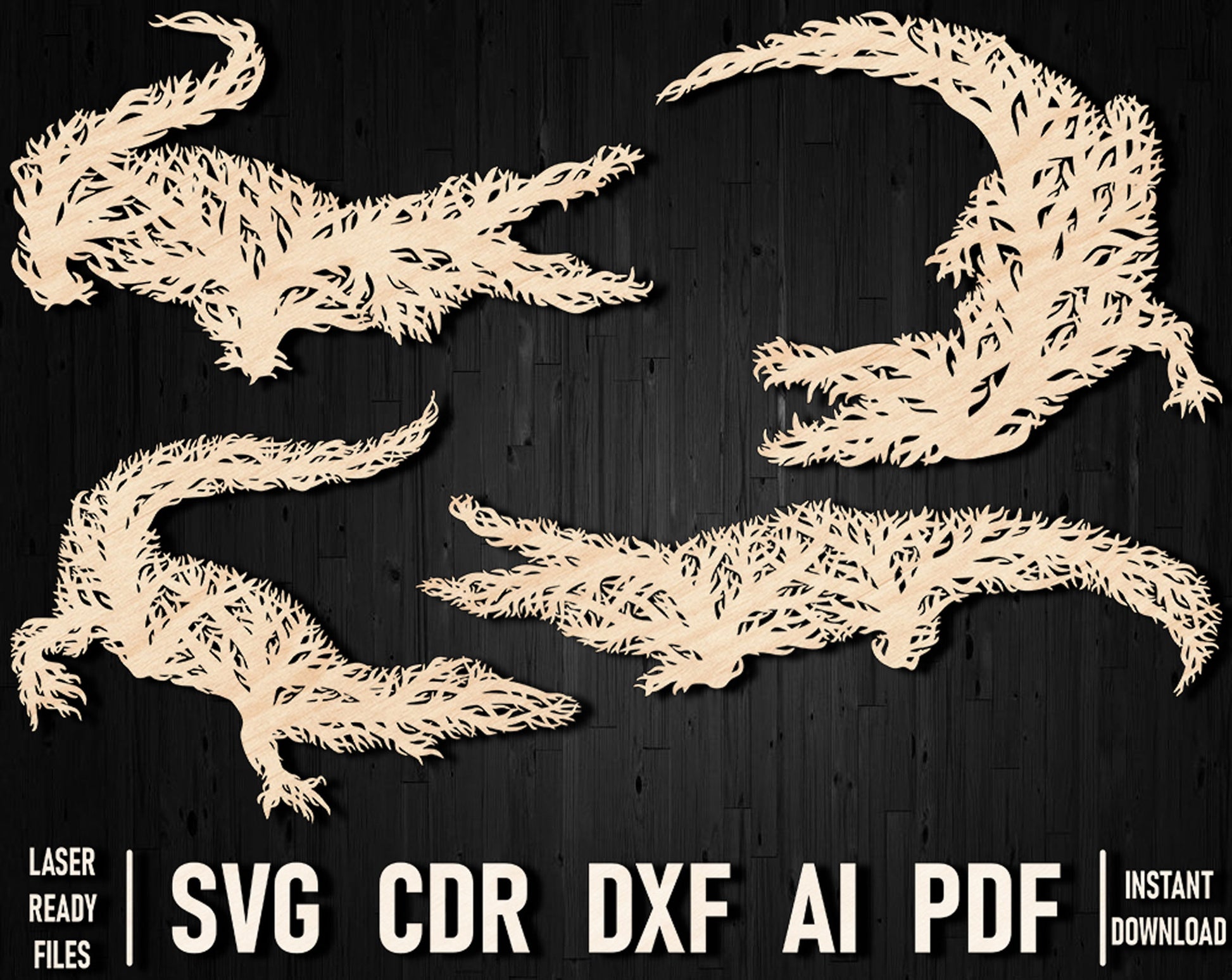 Crocodile laser cut dxf wall design