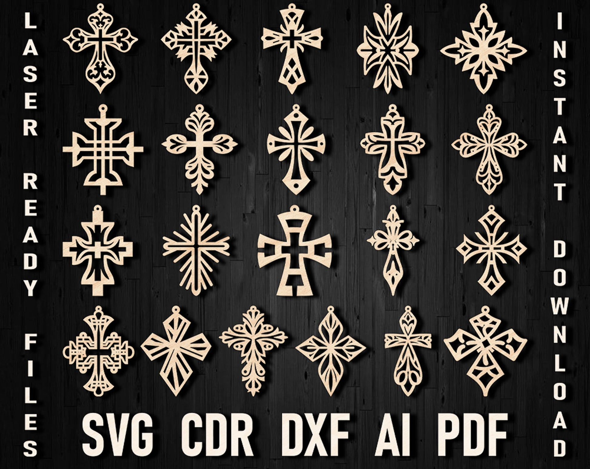 Cross earrings laser cut design vector files