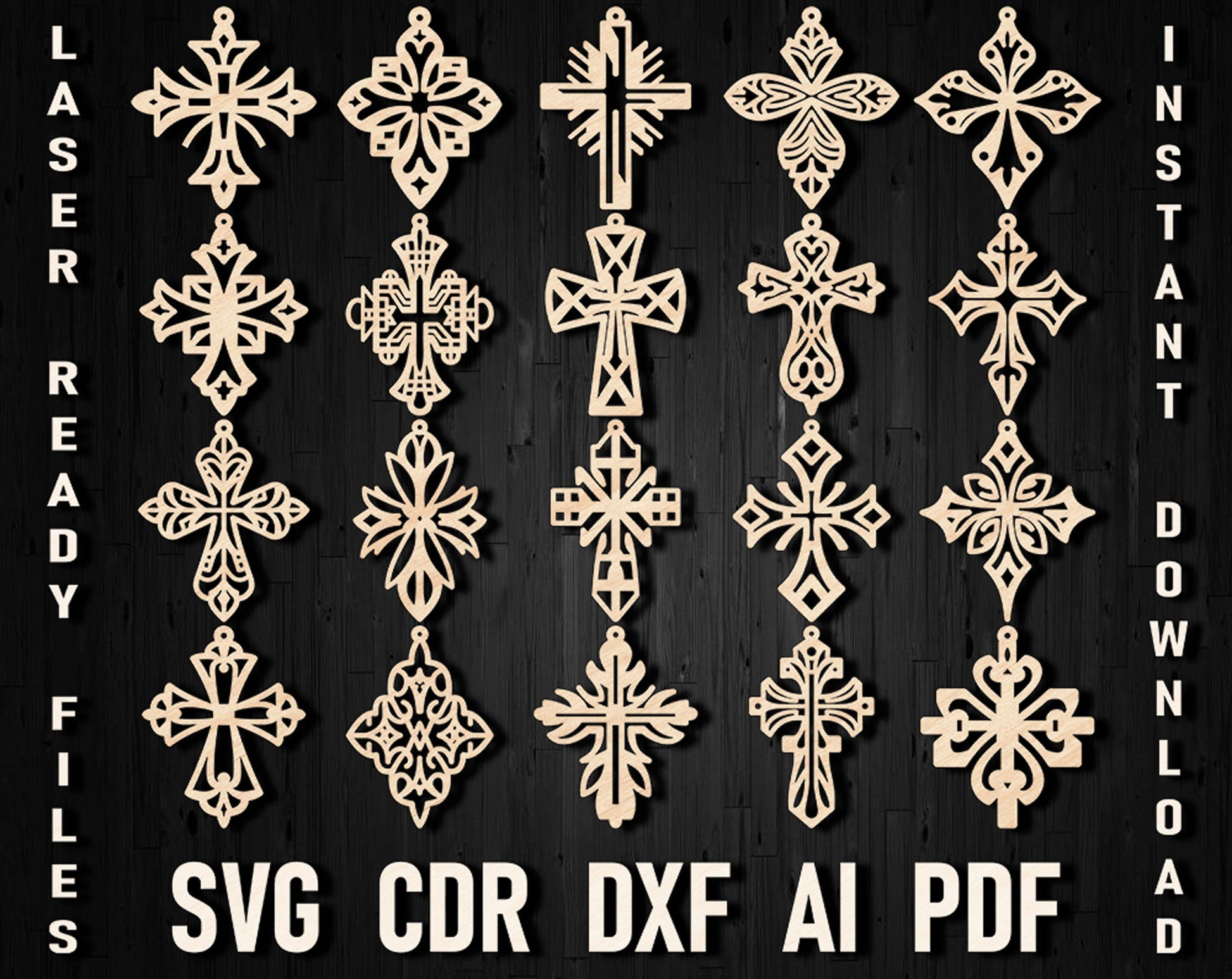 Cross earrings laser cut files