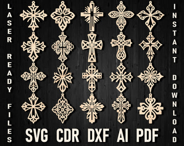 Christian Cross Earrings SVG Bundle: Laser Cut Templates for Xtool, Silhouette & Glowforge DXF/CDR/PDF